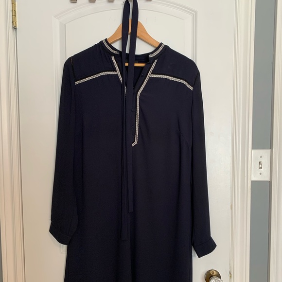 Greylin long sleeve half button shirt dress - M - navy - Picture 10 of 10